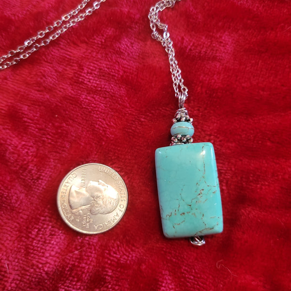 Pendants- Turquoise Pendant handcrafted By Jules on 20 in Stainless Steel Chain TP2