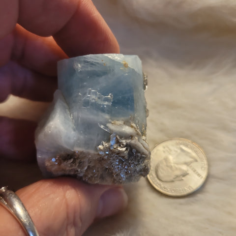 Aquamarine Rough Crystal with Muscovite Specimen AS3