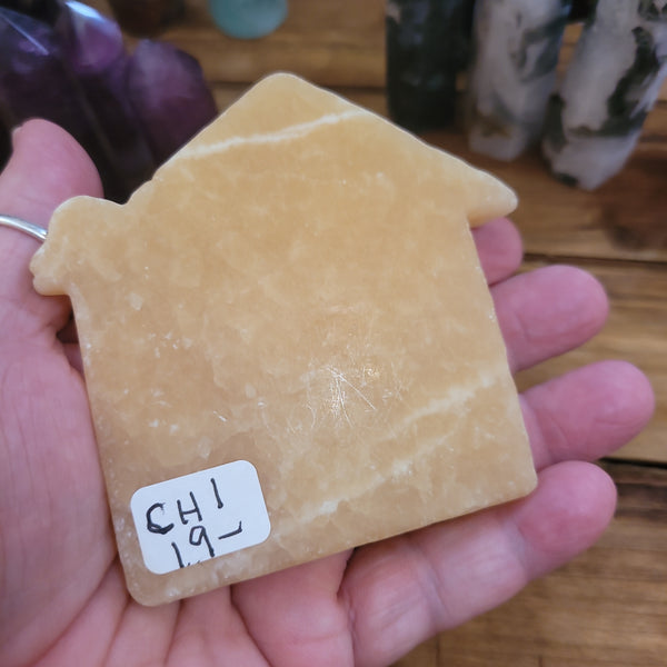 Carvings - Honey Calcite House CH1