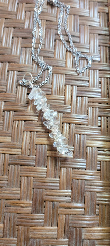 Gemstone Pendants- Quartz Gemstone Chip Hand Wrapped Pendant by Jules on 20 in Stainless Steel Chain