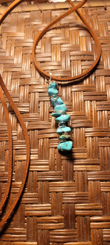 Gemstone Pendants- Howlite Gemstone Chip Pendant Hand Wrapped By Jules on 22 Brown Suede Cord