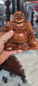 Wooden Carved Laughing Buddha WB2