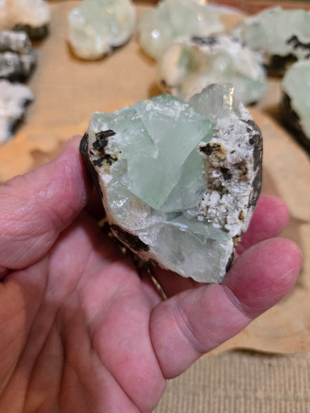Green Apophyllite with Stilbite Crystal AC2 Rare