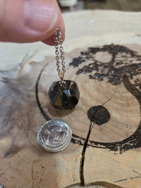 Gemstone Pendants- Almandine Faceted Garnet Pendant with 20 in Stainless Steel Chain- Random Pull