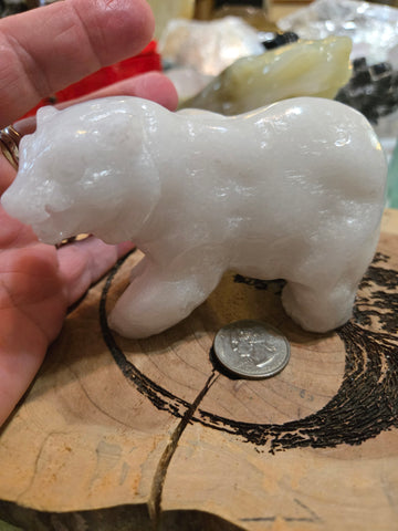 Carvings - White JADE Polar Bear JP1