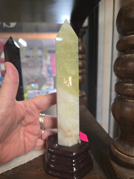 Citrine Tower in Wooden Base