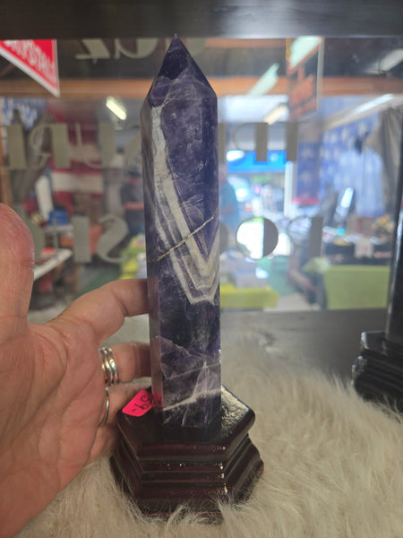 Dream Amethyst Tower in Wooden Base