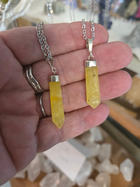 Gemstone Pendants- Brucite Gemstone Pendant on a 20 in Stainless Steel Chain - Random  Pull