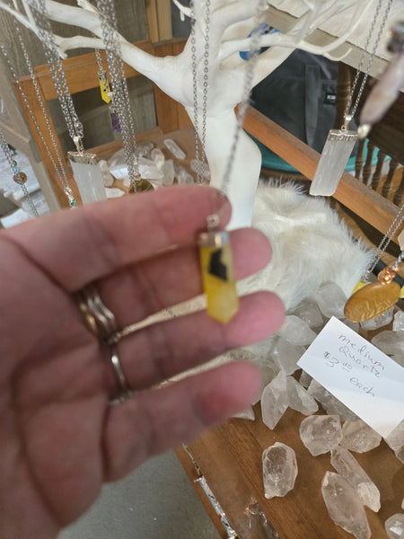 Gemstone Pendants- Brucite Gemstone Pendant on a 20 in Stainless Steel Chain - Random  Pull