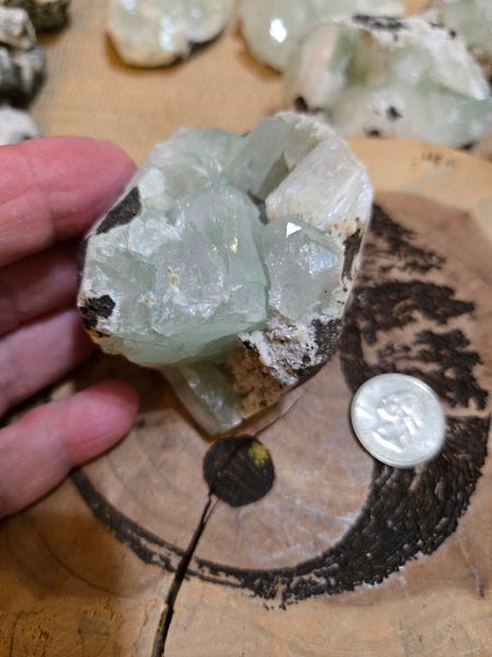 Green Apophyllite with Stilbite Crystal AC2 Rare