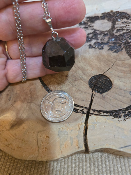 Gemstone Pendants- Almandine Faceted Garnet Pendant with 20 in Stainless Steel Chain- Random Pull