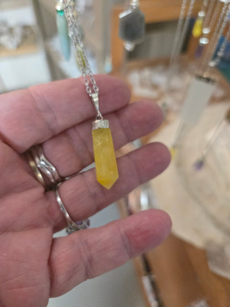 Gemstone Pendants- Brucite Gemstone Pendant on a 20 in Stainless Steel Chain - Random  Pull