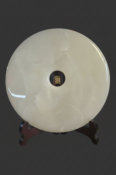 Green Onyx Disc - Large -with Wooden Stand