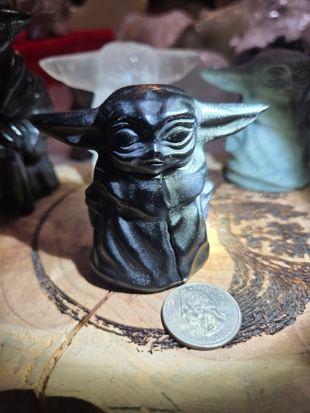 Carvings - Black Obsidian Yoda  Y4