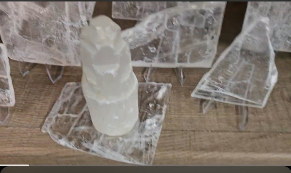 Window Pane Selenite Slabs with Stand - Charging Plates - random pull
