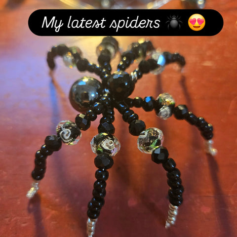 Spider by Jules- Hematite & Black Faceted Tourmaline