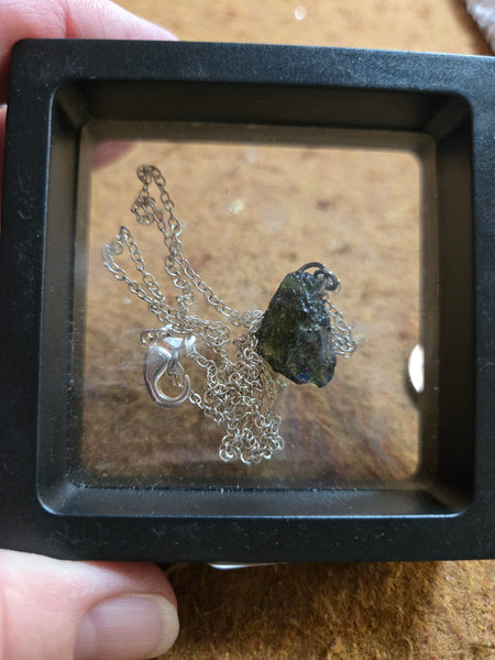 Moldavite 1.8 grams on 20in 925 silver Chain