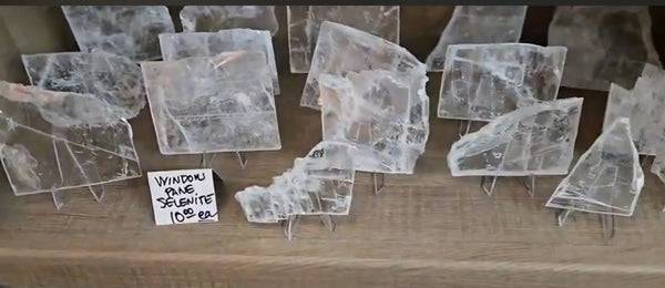 Window Pane Selenite Slabs with Stand - Charging Plates - random pull