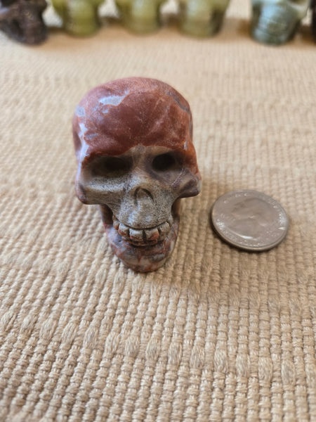 Skulls - Red Crazy Lace Agate 40mm SK28