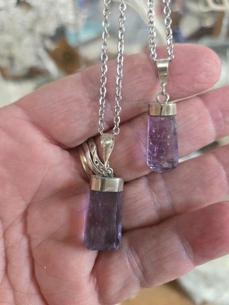 Gemstone Pendants- Flourite Gemstone Pendant on a 20in Stainless Steel Chain - Random Pull