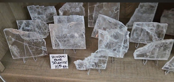 Window Pane Selenite Slabs with Stand - Charging Plates - random pull