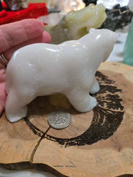 Carvings - White JADE Polar Bear JP1