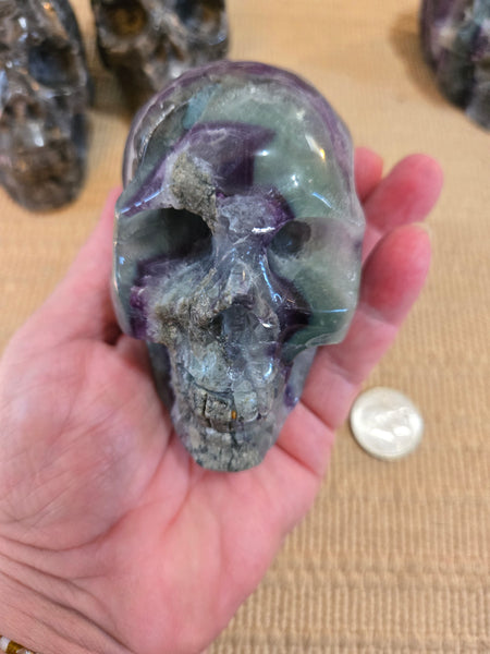 Skulls - Rainbow Flourite Skull 90mm LSK3