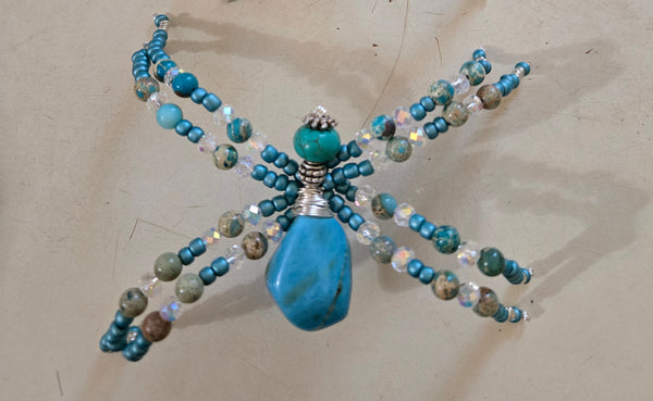 Turquoise Spider with Imperial Jasper Legs - Handmade by Jules