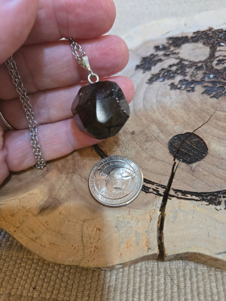 Gemstone Pendants- Almandine Faceted Garnet Pendant with 20 in Stainless Steel Chain- Random Pull