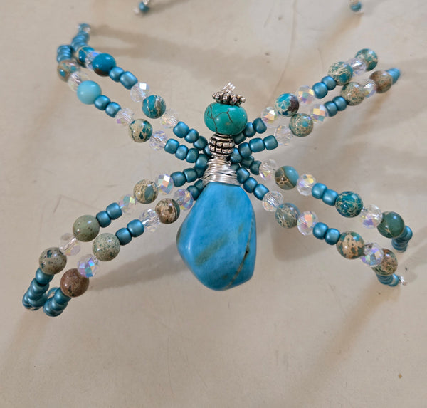 Turquoise Spider with Imperial Jasper Legs - Handmade by Jules