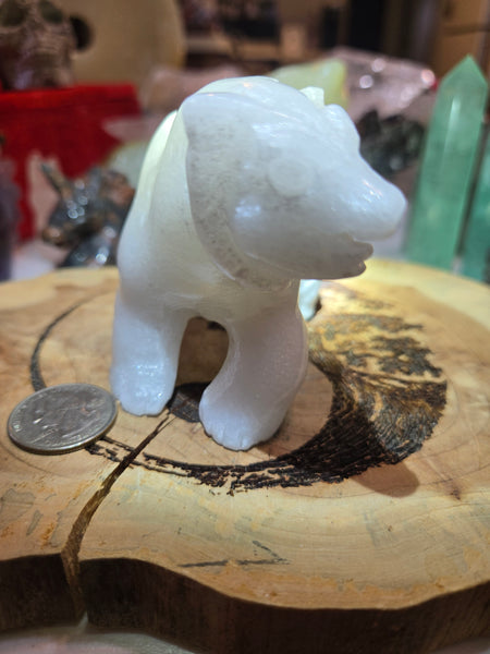 Carvings - White JADE Polar Bear JP1