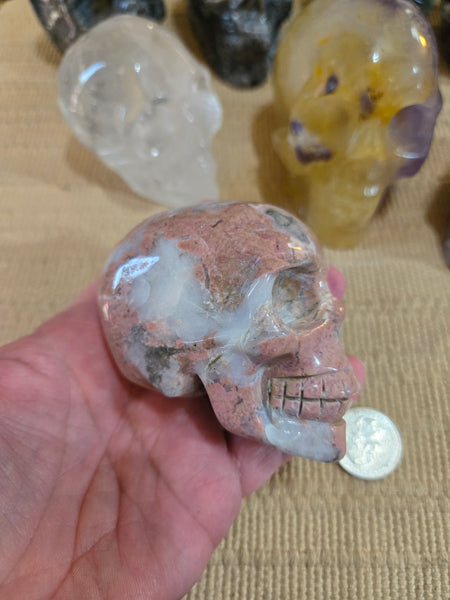 Skulls - Rhodonite Skull 80mm LSK8