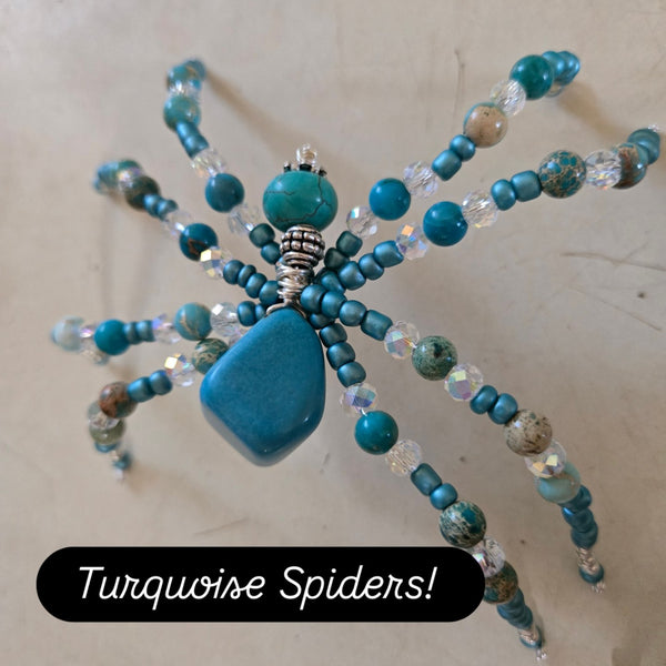 Turquoise Spider with Imperial Jasper Legs - handmade by Jules