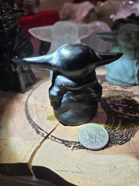 Carvings - Black Obsidian Yoda  Y4