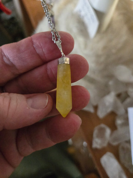 Gemstone Pendants- Brucite Gemstone Pendant on a 20 in Stainless Steel Chain - Random  Pull