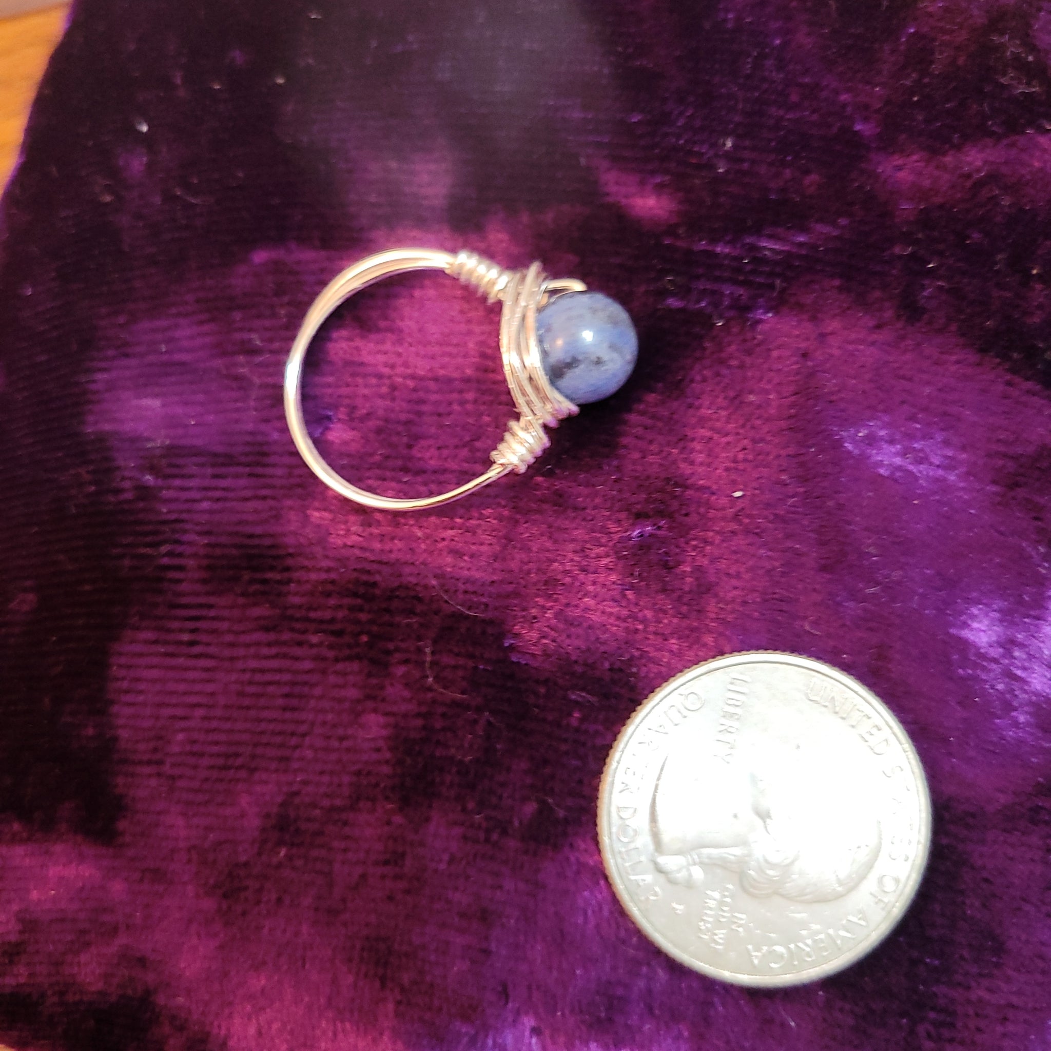 Rings - Sodalite Silver Wire Wrapped Gemstone Ring by Jules