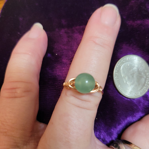 Rings - Green Aventurine Copper Wire Wrapped Gemstone Ring By Jules