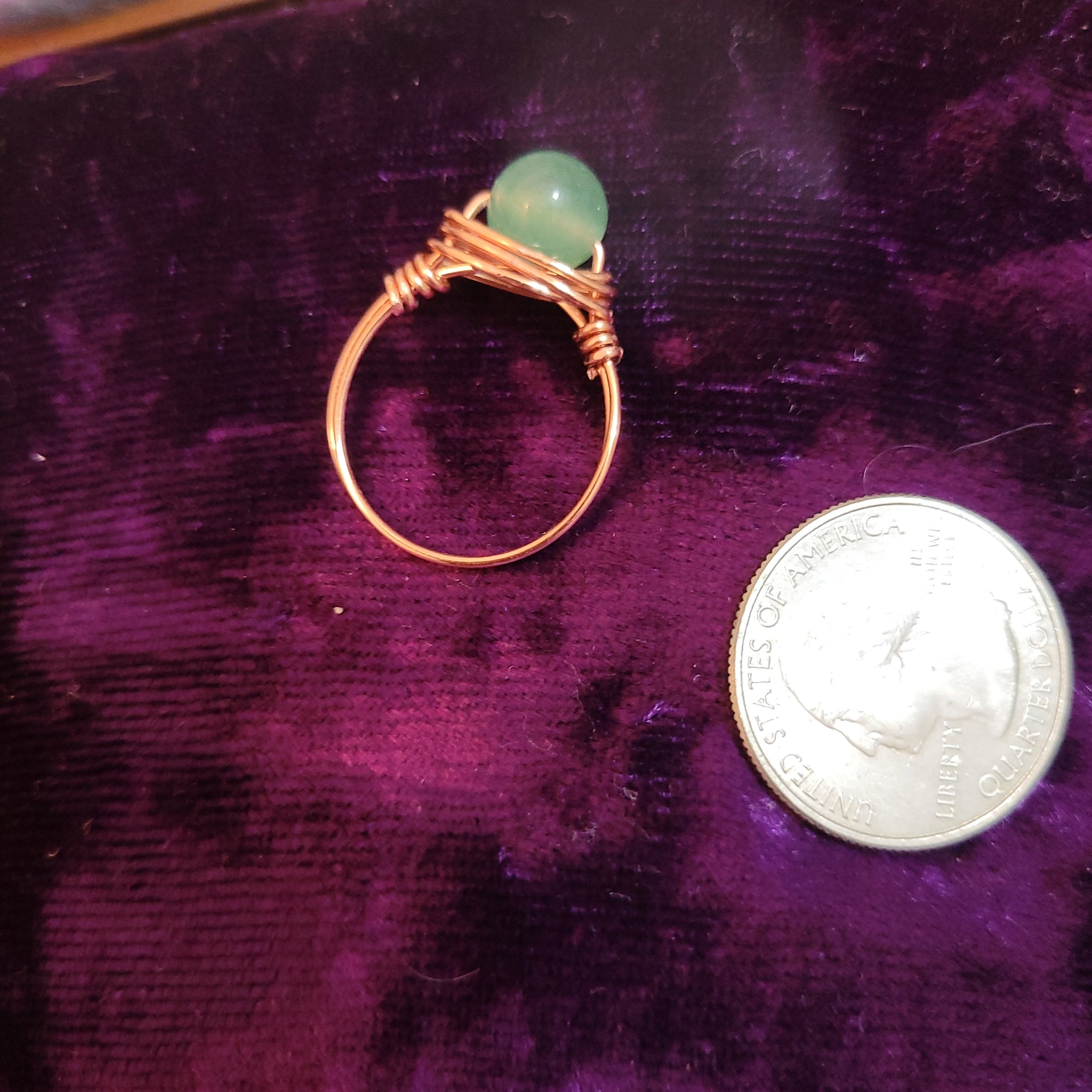 Rings - Green Aventurine Copper Wire Wrapped Gemstone Ring By Jules