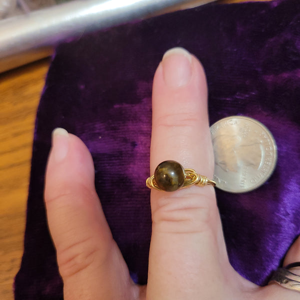 Rings - Tiger Eye Gold Wire Wrapped Gemstone Ring by Jules