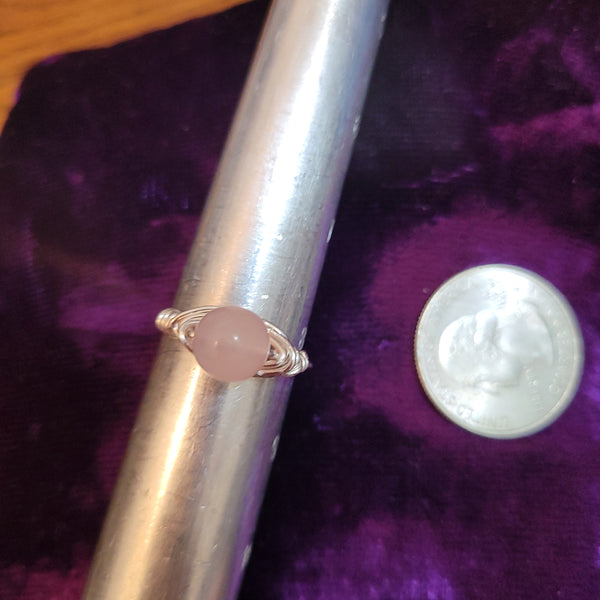 Rings - Rose Quartz Silver Wire Wrapped Gemstone Ring by Jules
