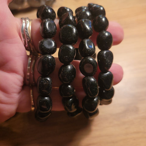 Bracelets - Gemstone - Black Obsidian Nugget bracelet fits up to 7.5 in