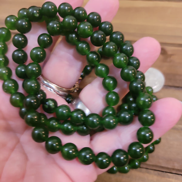 Gemstone Bracelets - Green Jade 8mm Bead Bracelet fits up to 7.5 in