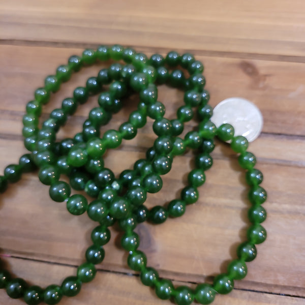 Gemstone Bracelets - Green Jade 8mm Bead Bracelet fits up to 7.5 in