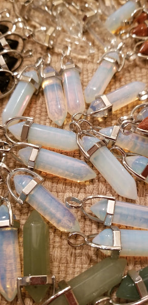 Pendants - Opalite Pendant necklace on 925 silver plated chain