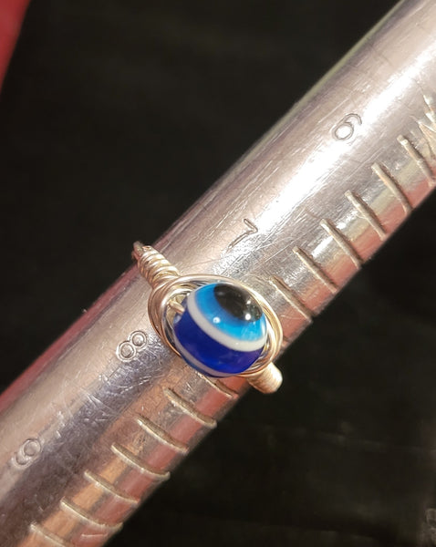 Rings - Evil Eye Fidget Ring Wire Wrapped by Jules